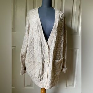 Altar'd State Cream Cable Knit Button Front Cardigan